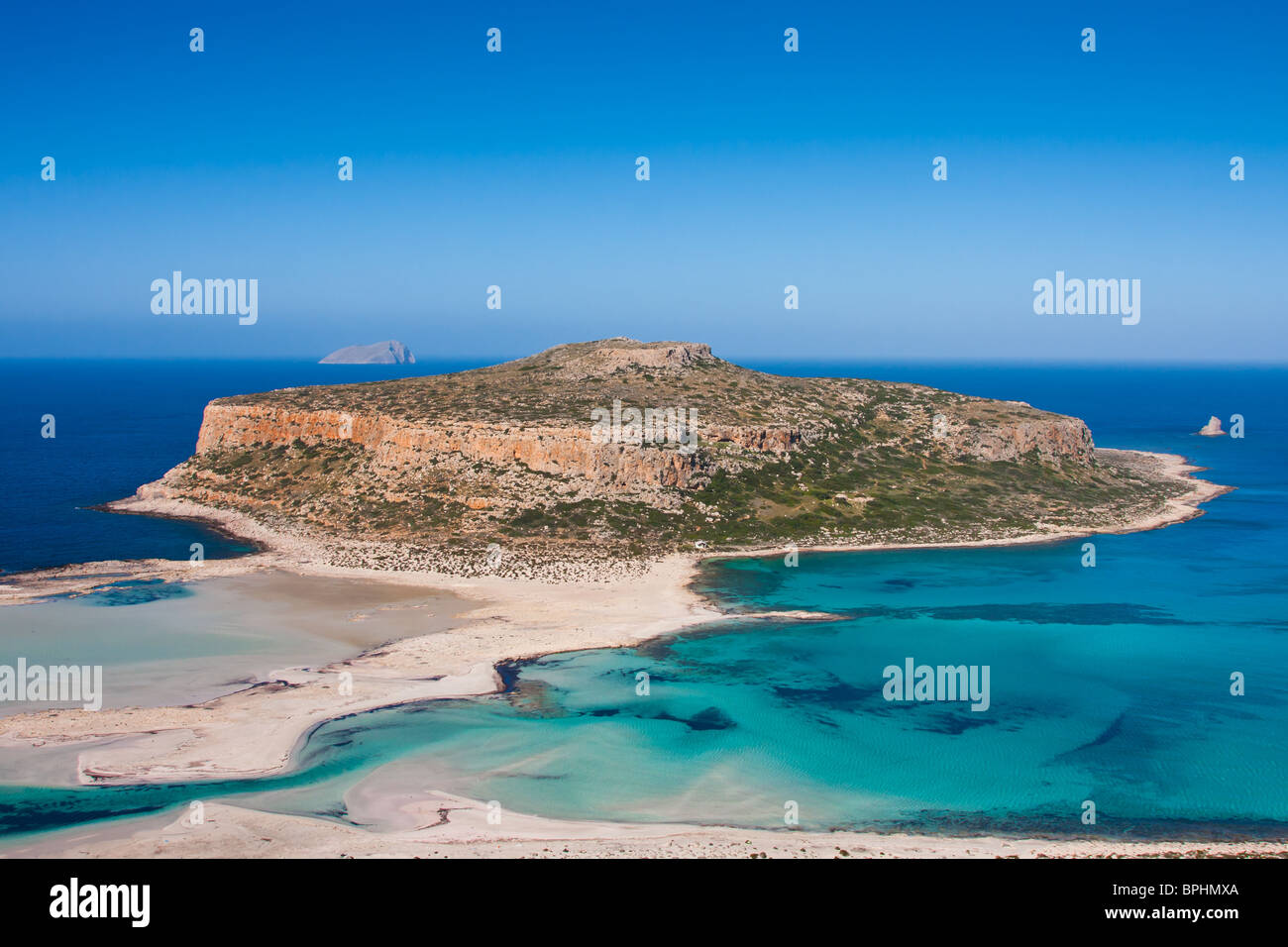 Balos beach and island in Crete, Greece. Stock Photo