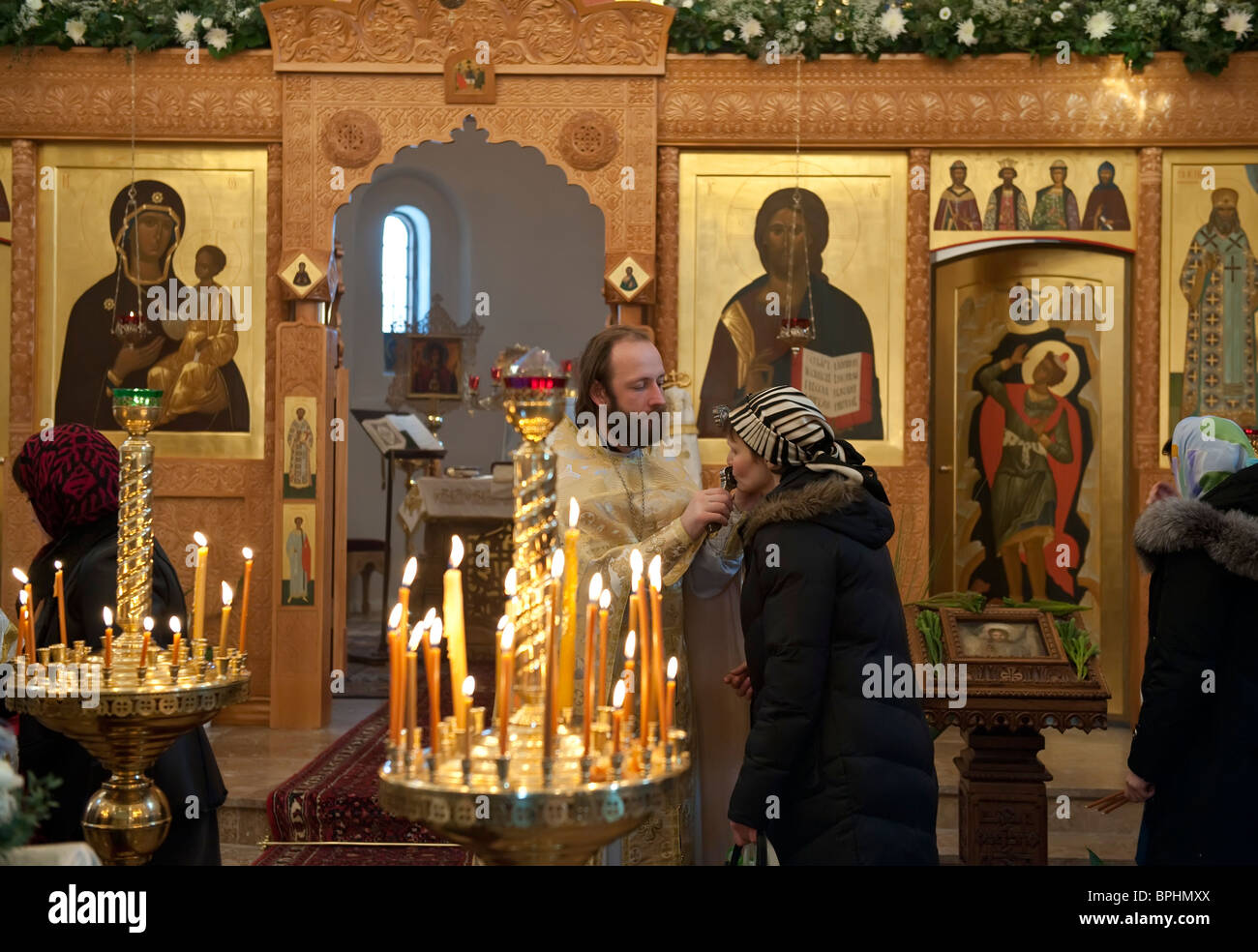 Holy Communion at the Russian Orthodox Church London England Stock
