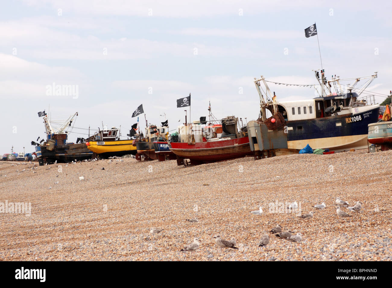 Hastings Fishing Boats on the pebble beach Stock Photo - Alamy