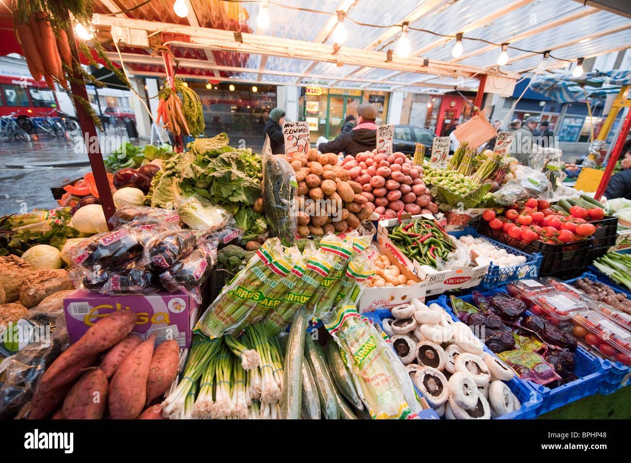 Vegetable stall Portobello Market London UK Stock Photo Alamy