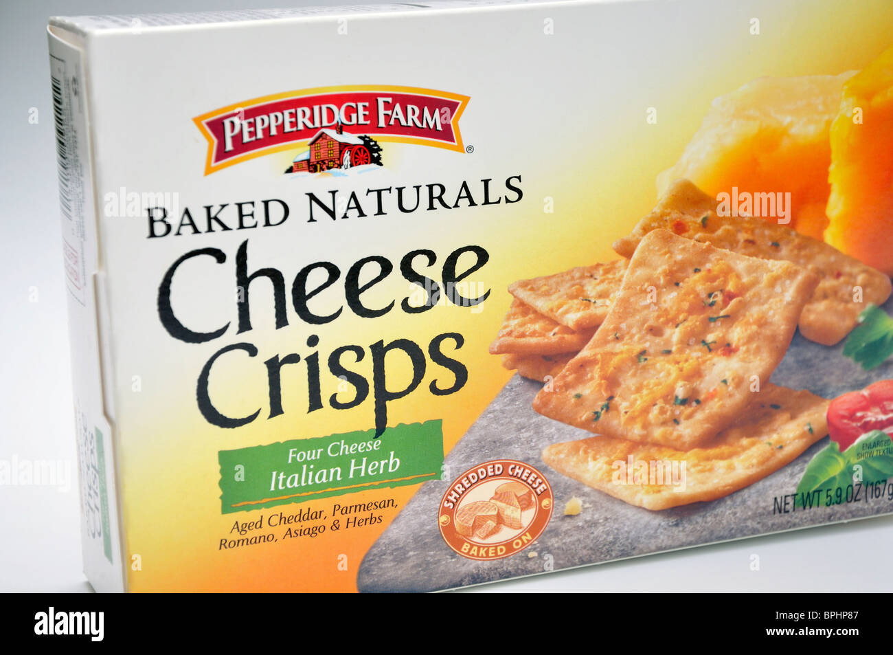Cheese crisps package Stock Photo