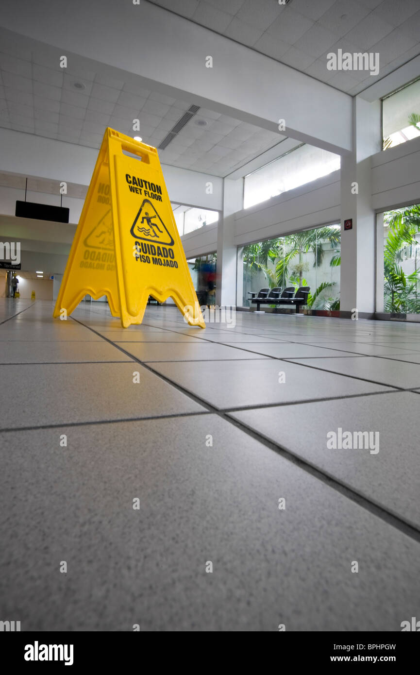 Caution Wet Floor Sign, Philadelphia, USA Stock Photo