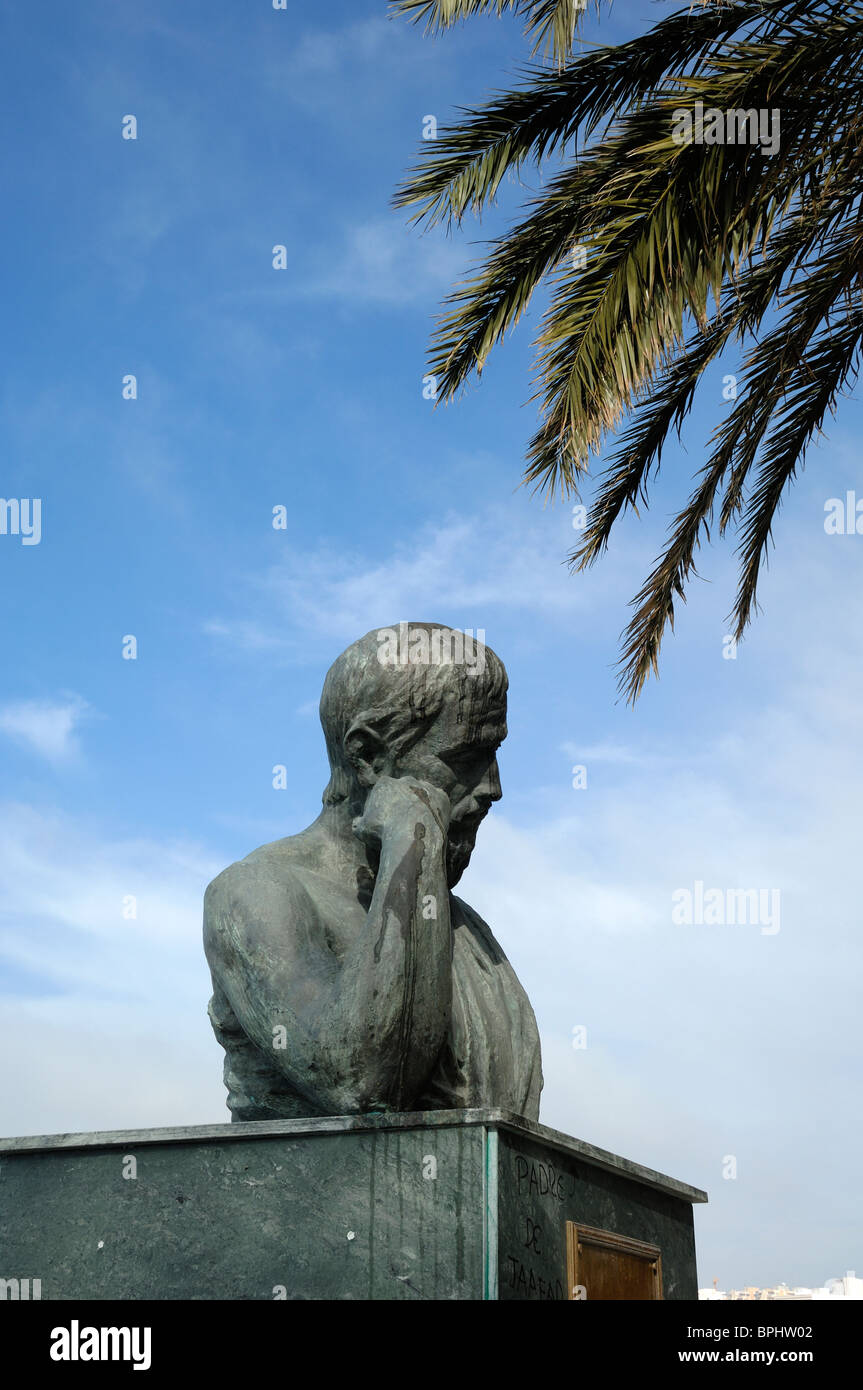 Statue or Bust of a Thinking Plato, Ceuta, Spain Stock Photo