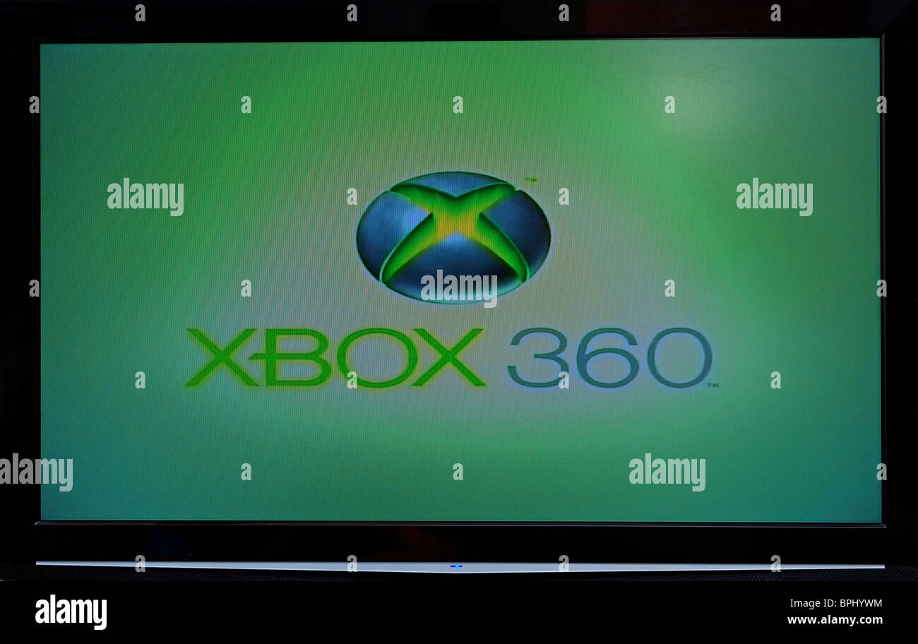 X-Box logo on a TV screen Stock Photo