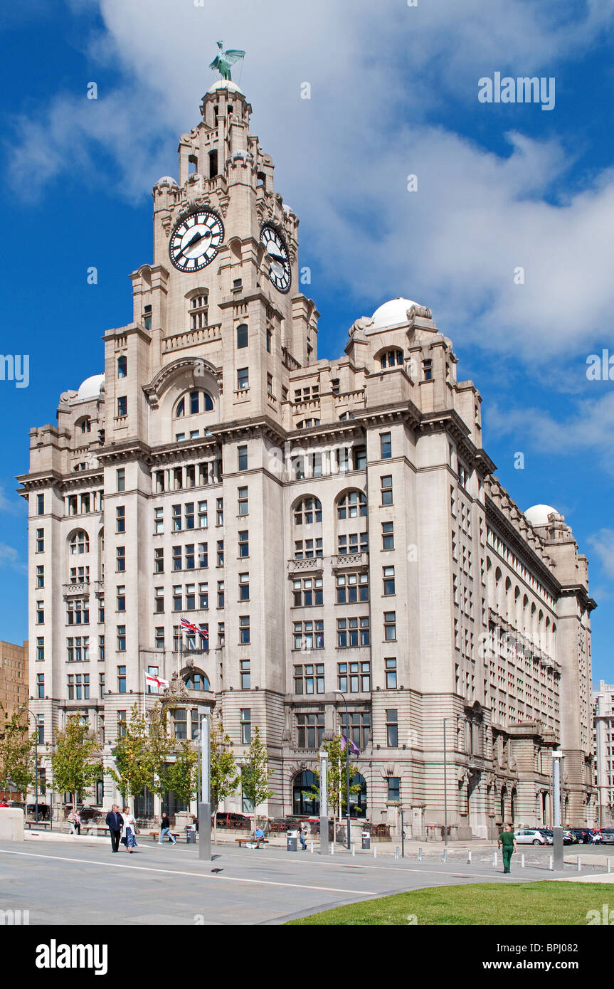 the famous ' Liver Building ' at the Pier Head in Liverpool, Merseyside, England, UK Stock Photo