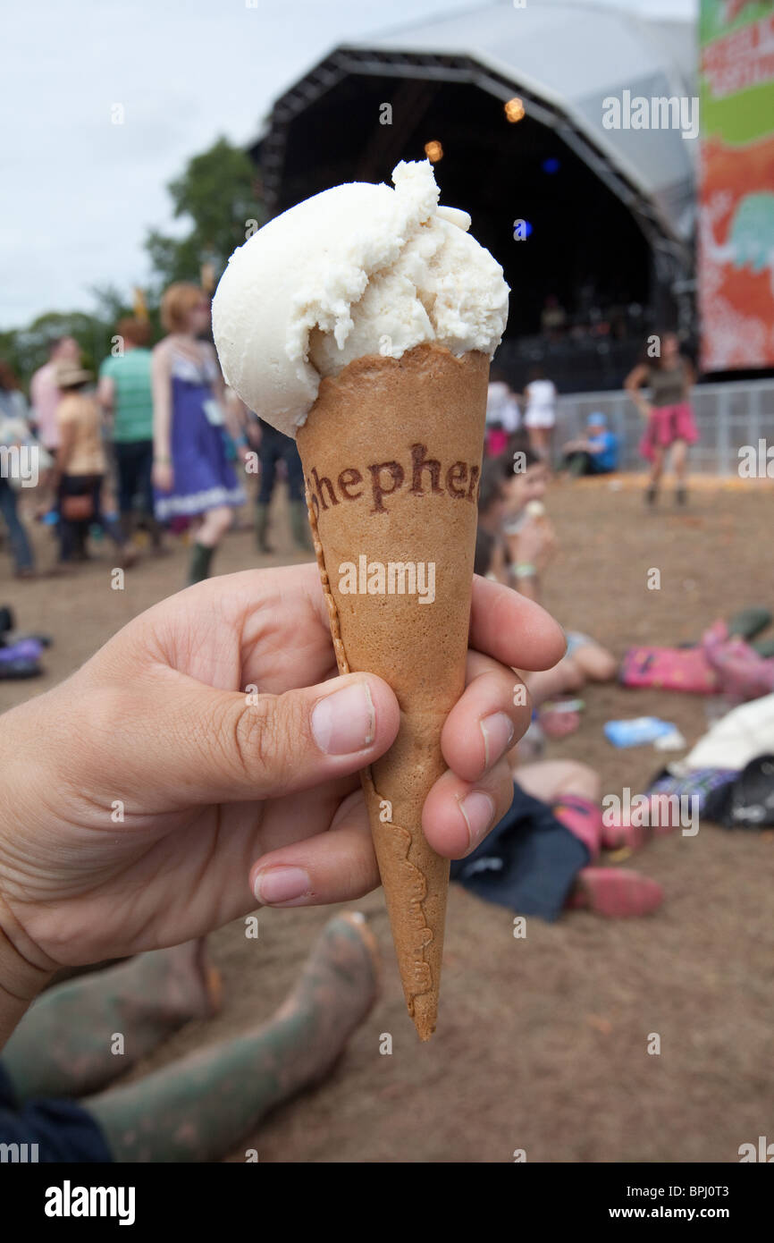 Ice cream cone at the Green Man Festival 2010, Brecon Beacon Wales. Stock Photo