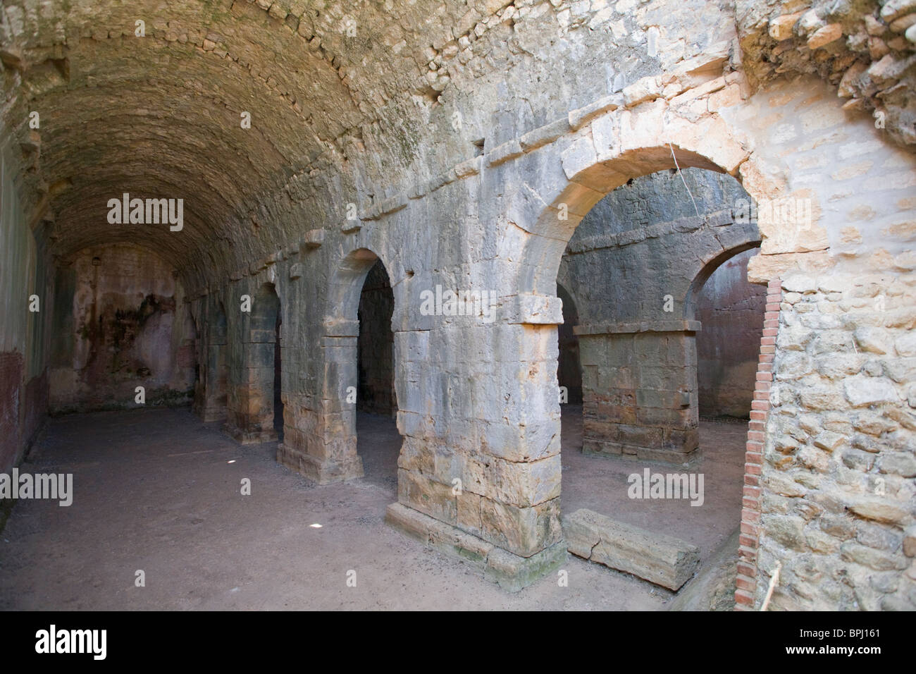 3-parted Roman cisterns at the Aptera ancient ruins, Crete, Greece Stock Photo