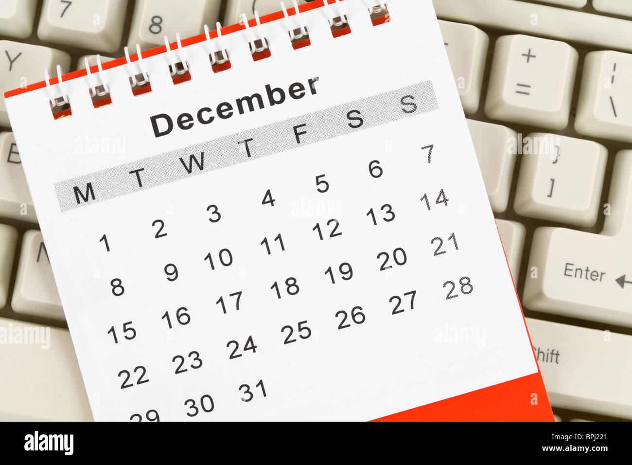Calendar and Keyboard, December Stock Photo