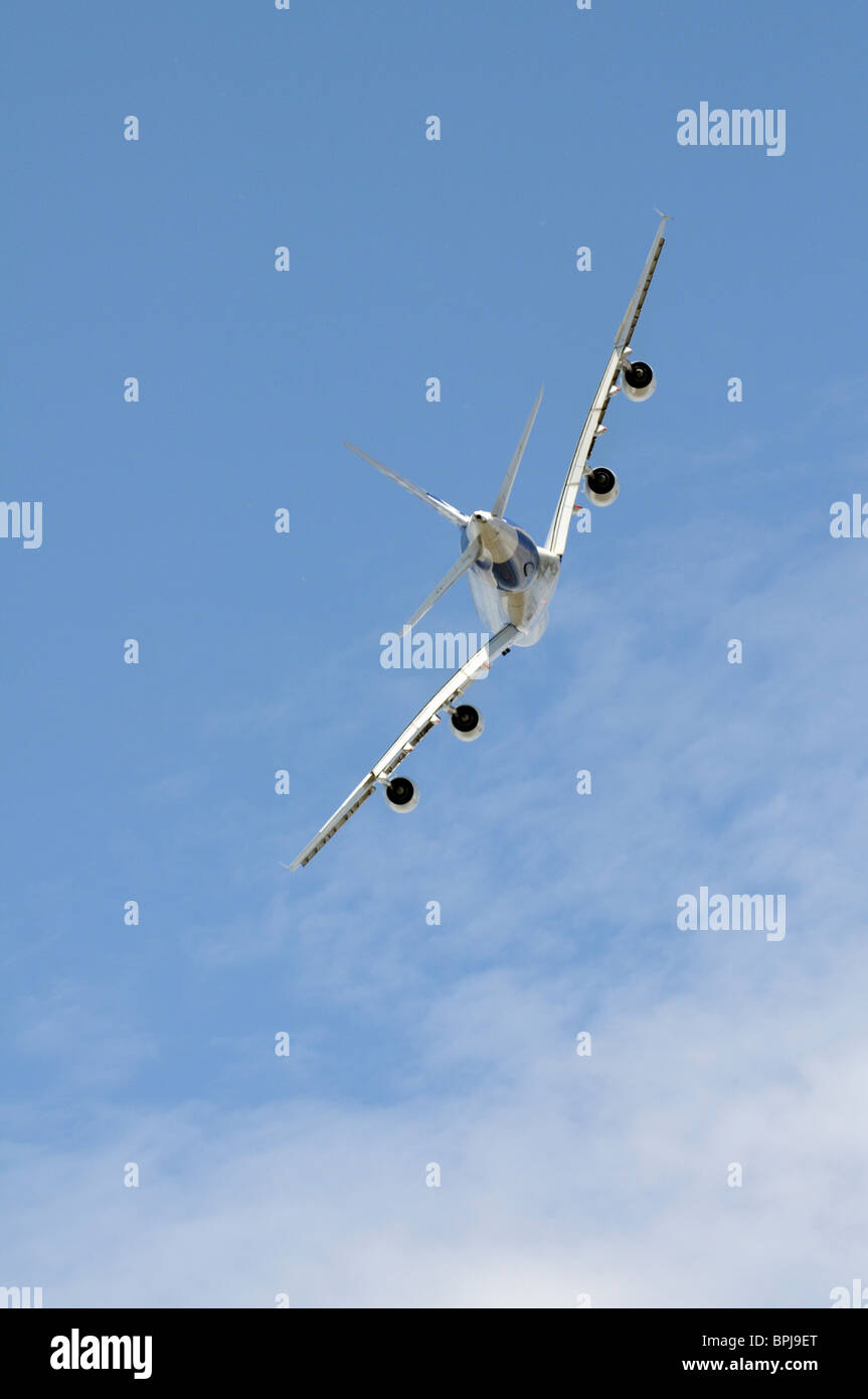A 380 Airbus passenger jet in flight Stock Photo