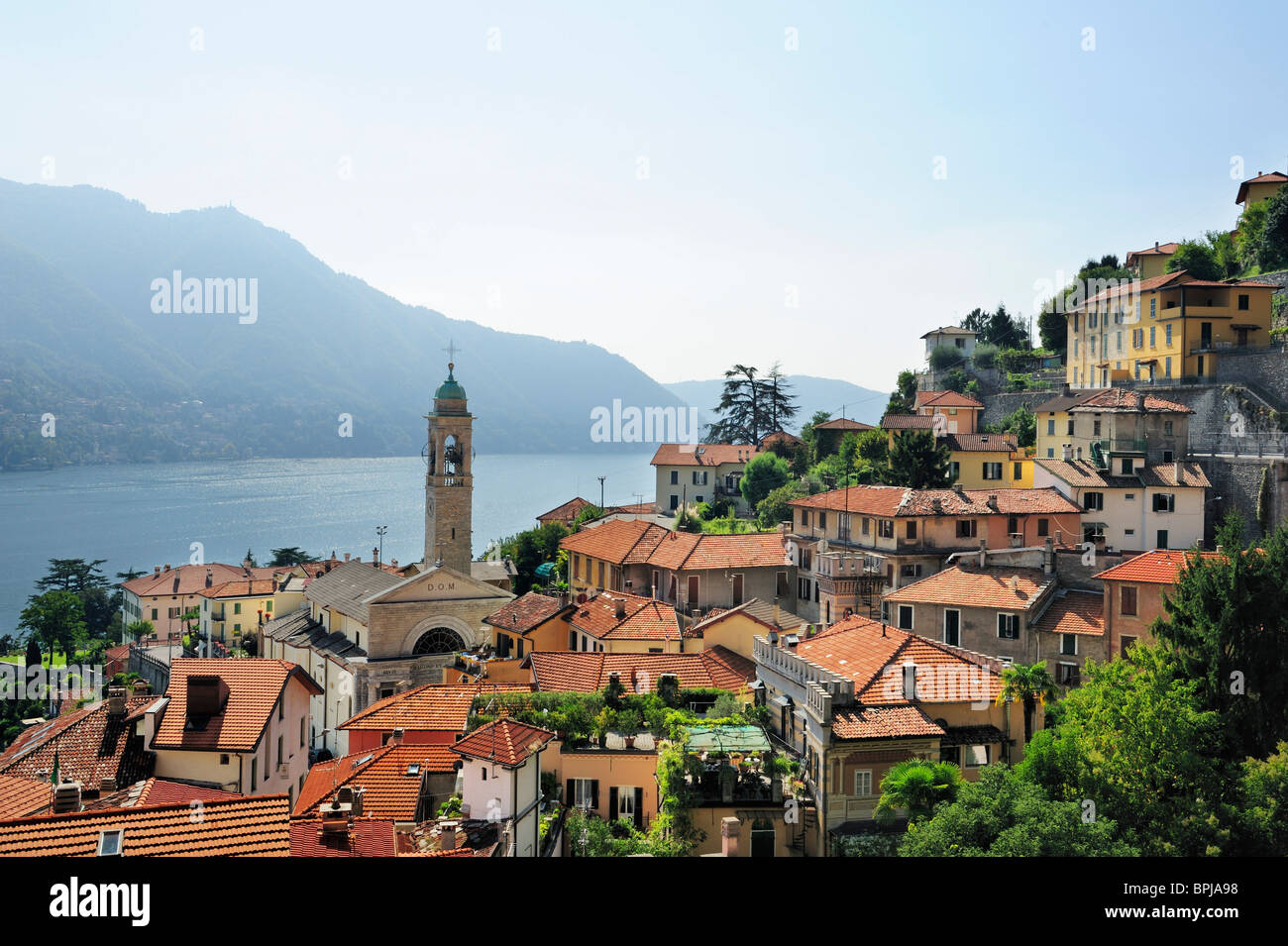 Village at western bank of Lake Como, Lombardy, Italy Stock Photo