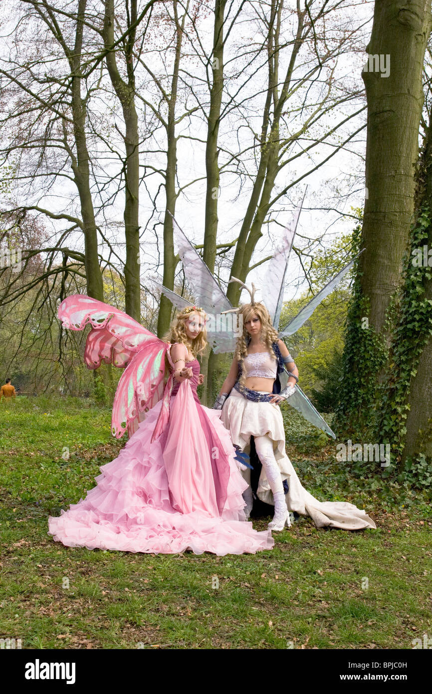 Girls at the Elf Fantasy Fair on April 25, 2010 in Haarzuilens, The Netherlands Stock Photo