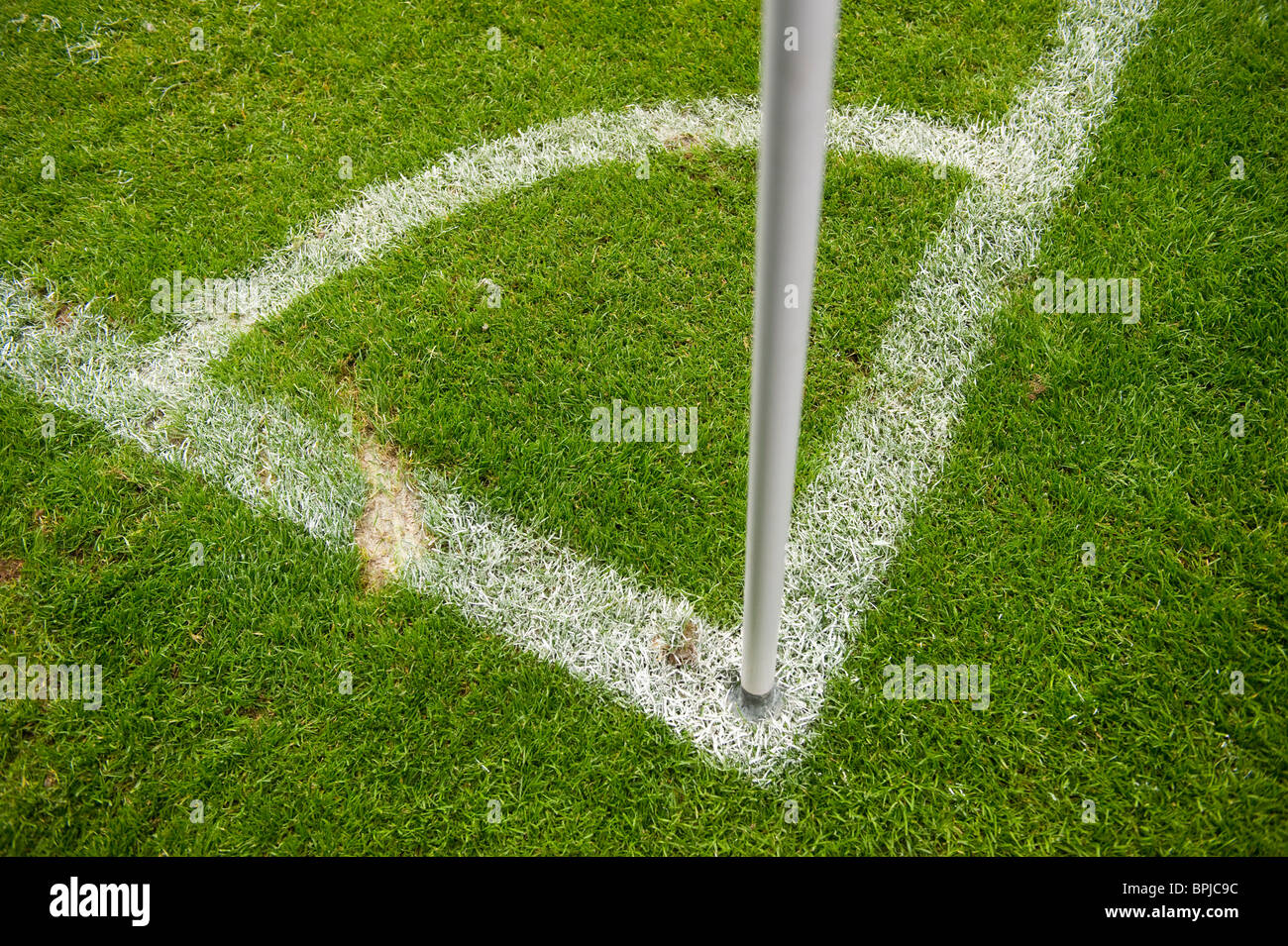 Football Pitch corner flag markings and pole Stock Photo Alamy