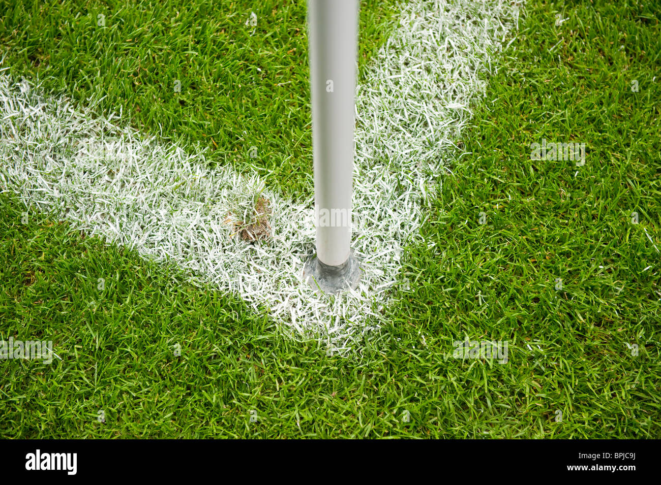 Football Pitch corner flag markings and pole Stock Photo Alamy