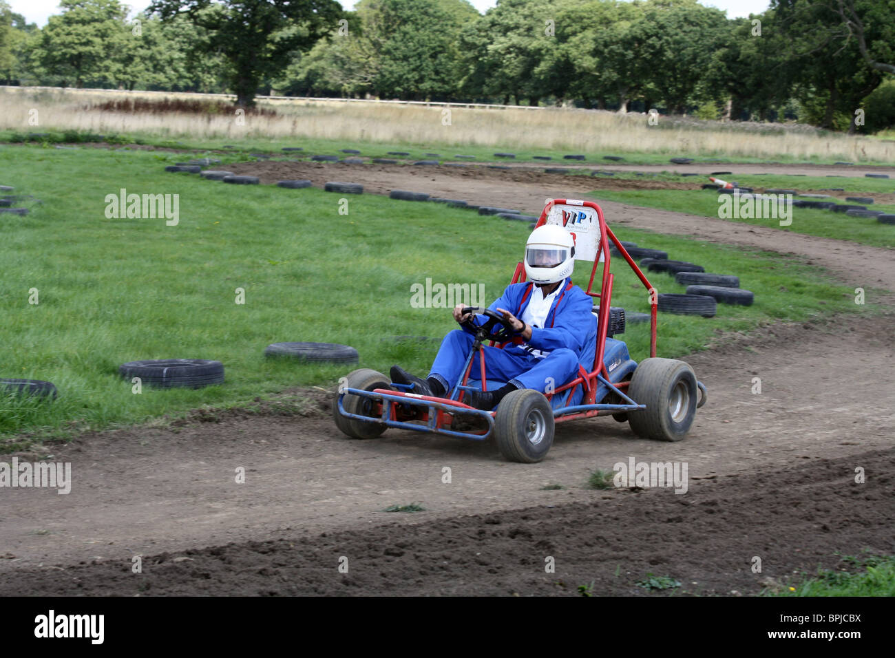 Go-karter racing on the track, VIP karting, North of england adventure club Stock Photo