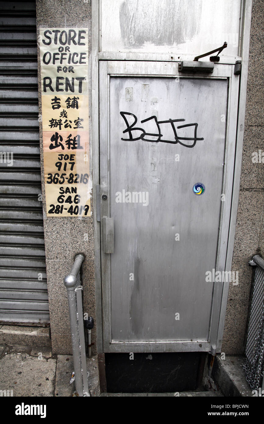 Signs in Chinese and English. China Town. New York. America Stock Photo