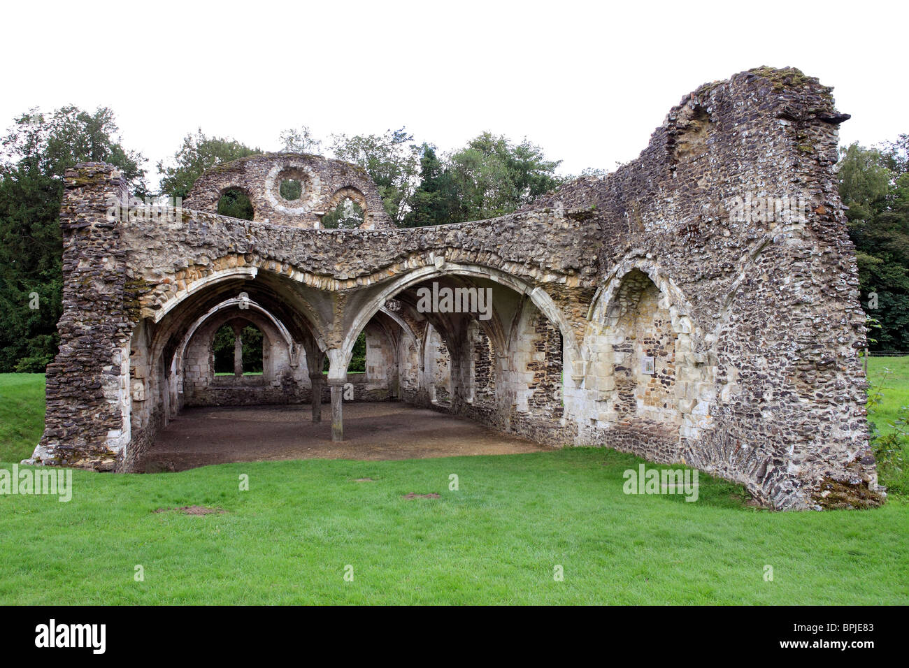 Waverley Abbey was the first Cistercian Abbey in England, founded in 1128 near Farnham on the River Wey, Surrey England UK. Stock Photo