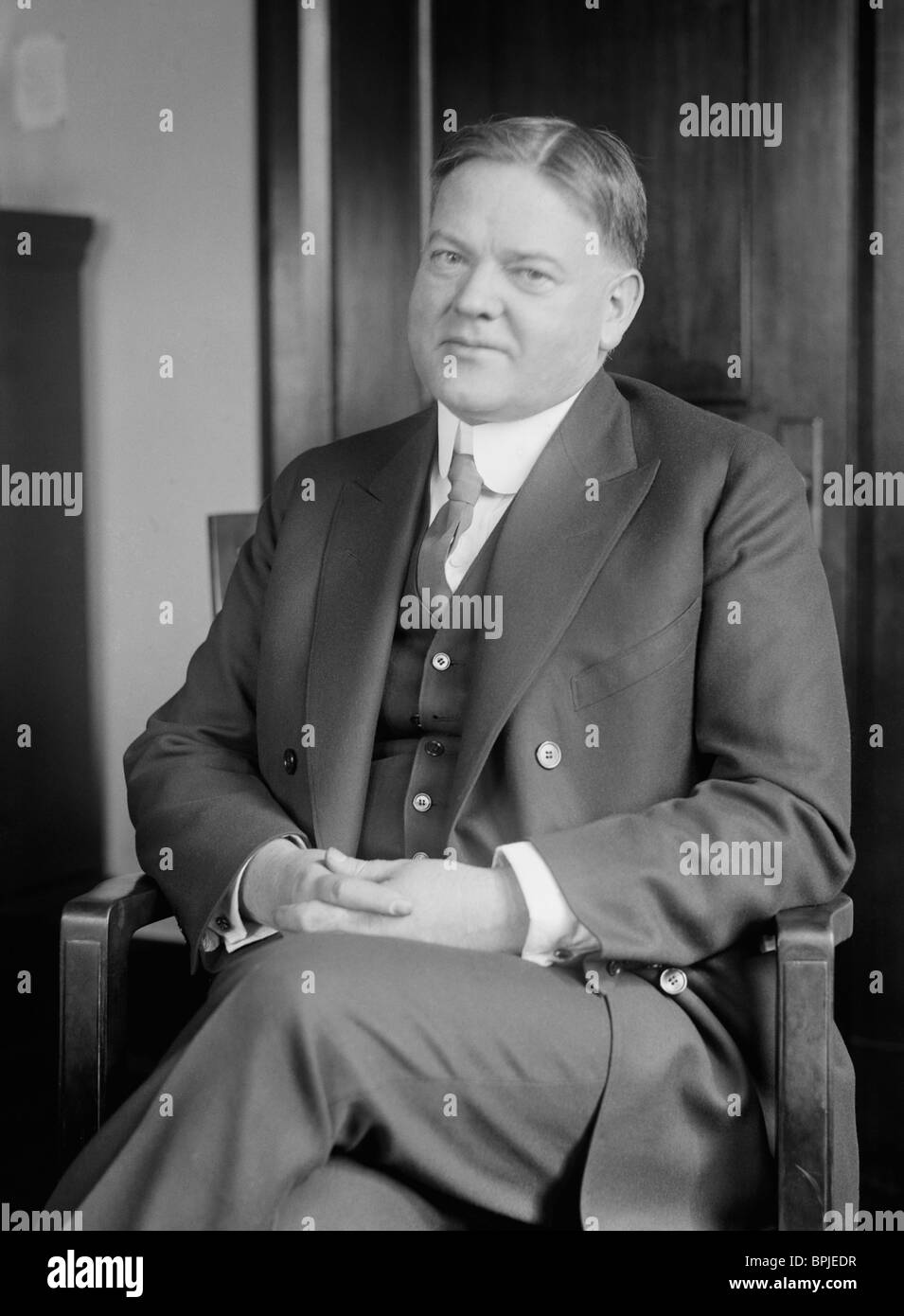 Portrait photo circa 1921 of Herbert Hoover (1874 - 1964) - the 31st US President (1929 - 1933). Stock Photo