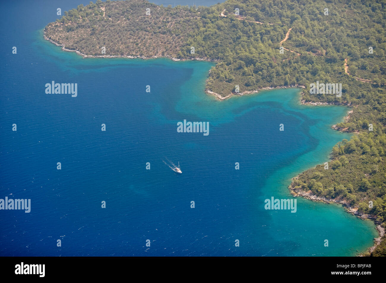 Aerial view of Gokova Bay coast Turkey Stock Photo - Alamy
