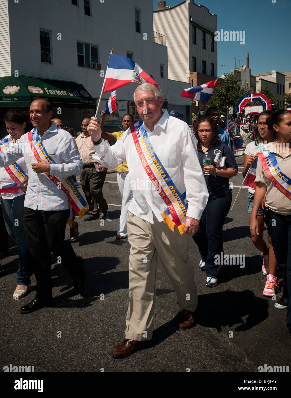 Politicians march in the Dominican Day Parade in Williamsburg, Brooklyn