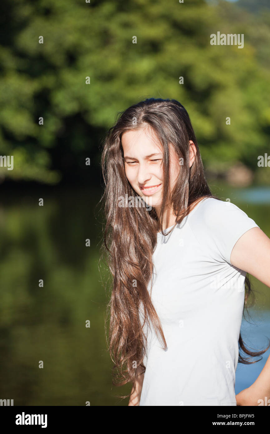 Portrait of a beautiful teenage girl outdoor Stock Photo - Alamy