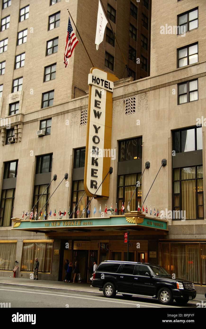 Entrance to the New Yorker hotel in Manhattan Stock Photo