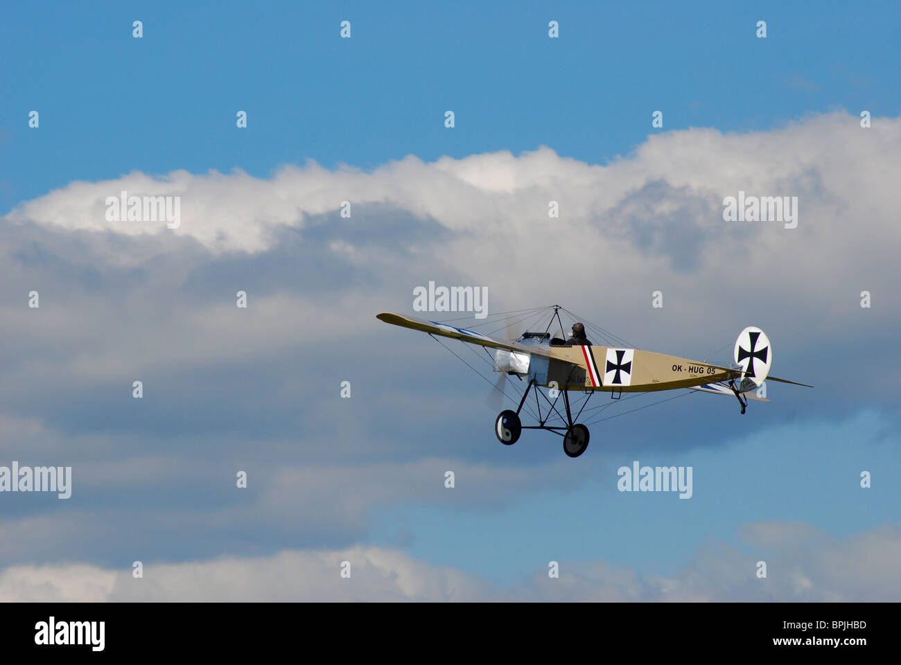 German 1WW fighter on air-show Stock Photo