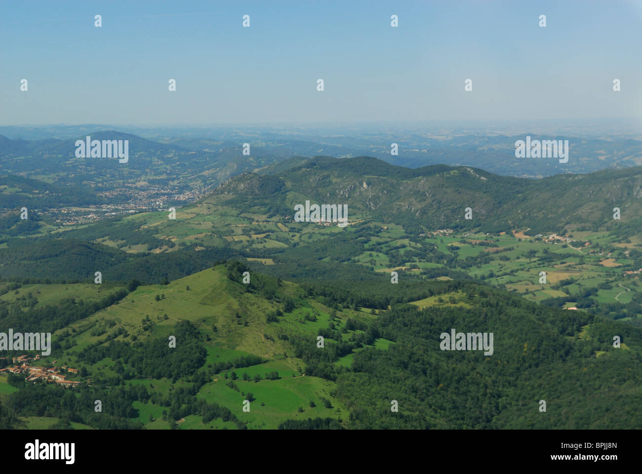 Aerial view of Plantaurel massif, south east of Foix town, Ariege, Midi-Pyrenees, France Stock Photo