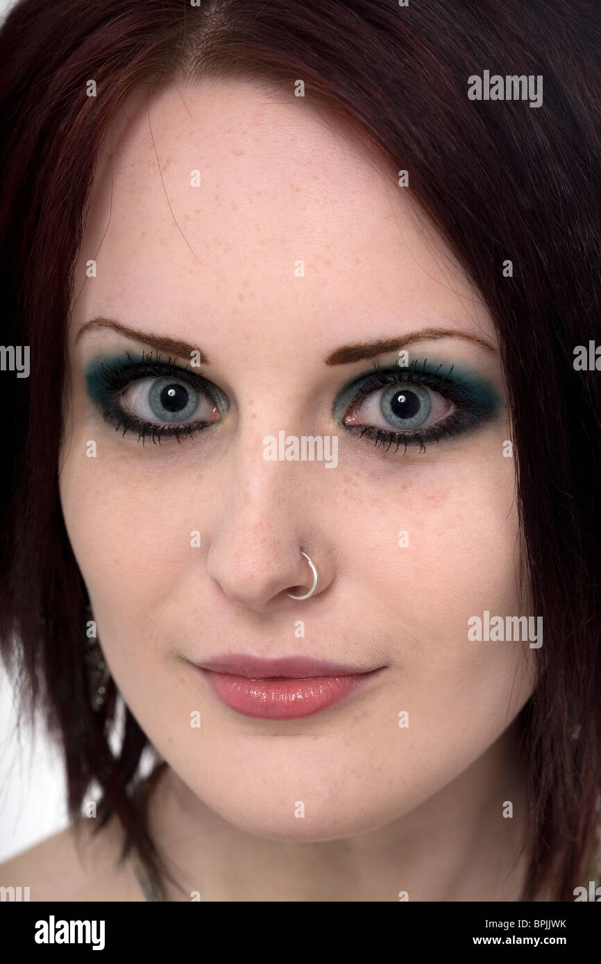 Teenage Girl Gothic Hair Nose Stock Photos Teenage Girl Gothic