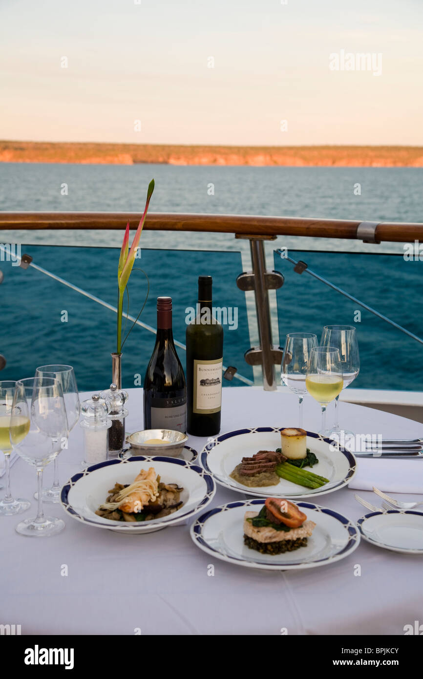 Gourmet dinner served in Orion's Constellation Restaurant Kimberley