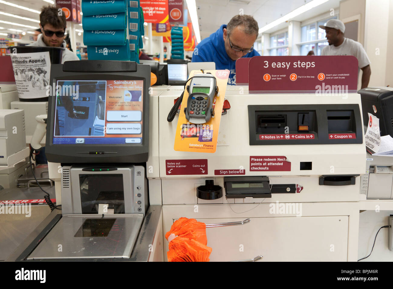 Self-service checkout - Sainsburys - Camden Town - London Stock Photo