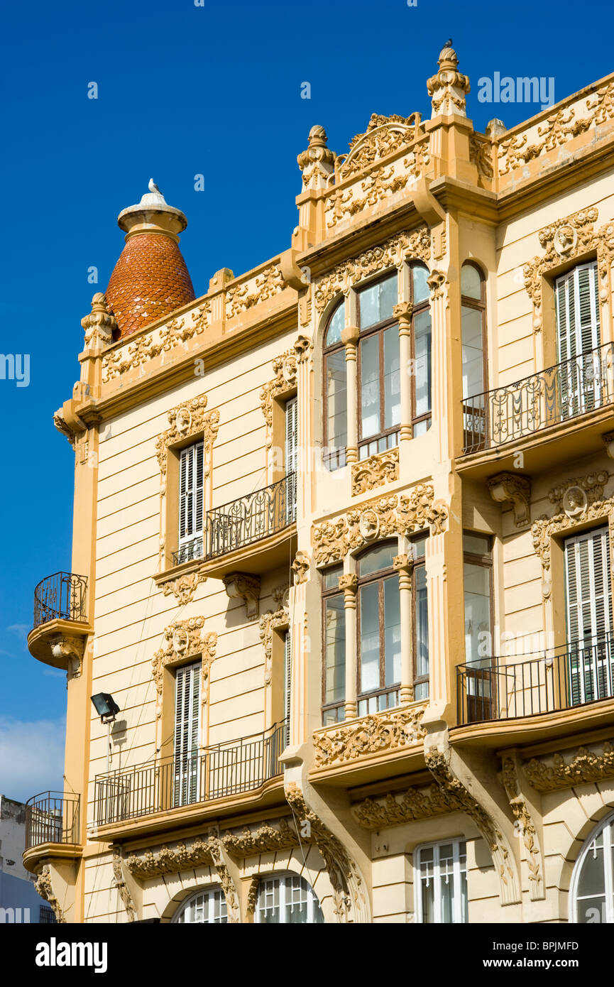 Modernist style building at Menendez Pelayo square. Melilla.Spain. Stock Photo