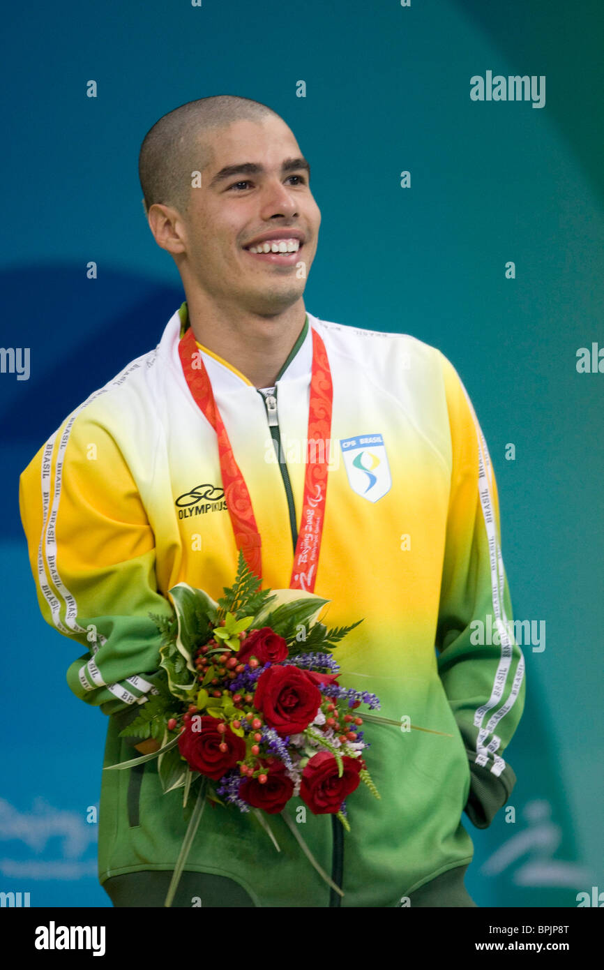 Brazil Swimmer Daniel Dias Smiles At His Gold Medal During The First Day Of Competition At The Paralympic Games In Beijing Stock Photo Alamy