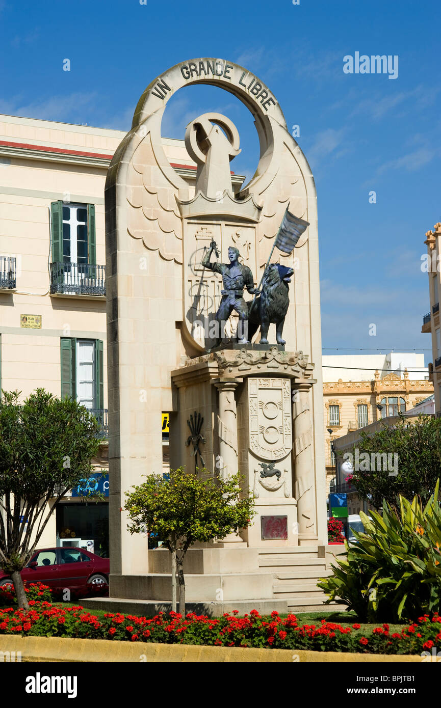 Fascist monument at Plaza de los Heroes de España . Melilla.Spain. Stock Photo