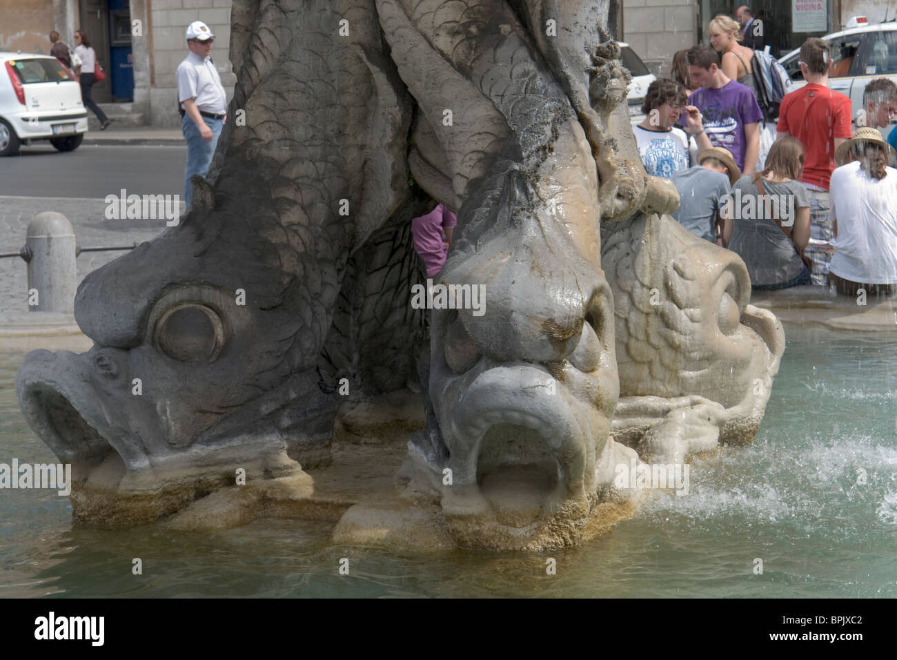Detail of the Fontana del Tritone Stock Photo