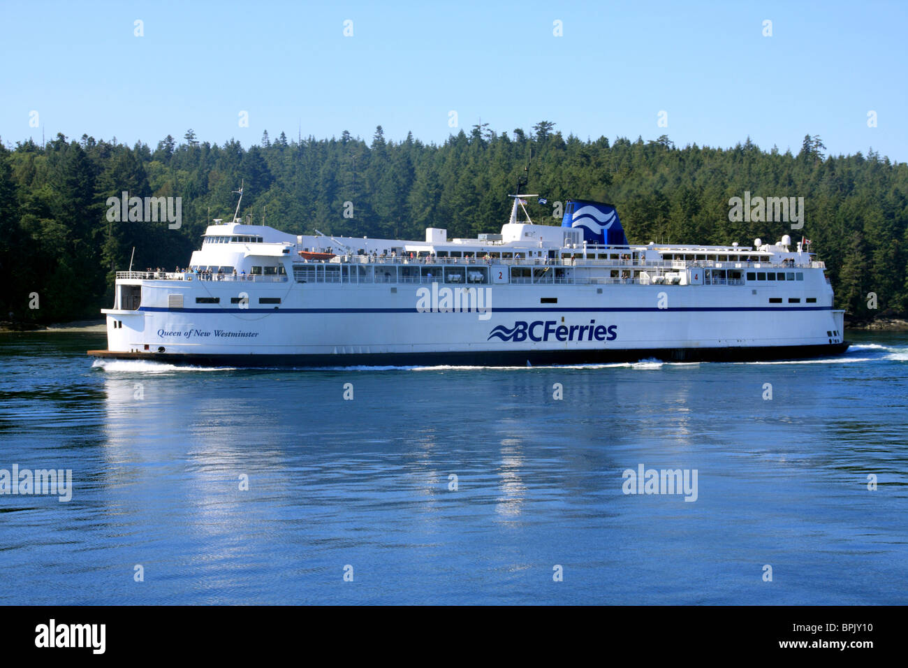 The BC Ferries Queen of New Westminster passes through Active Pass on
