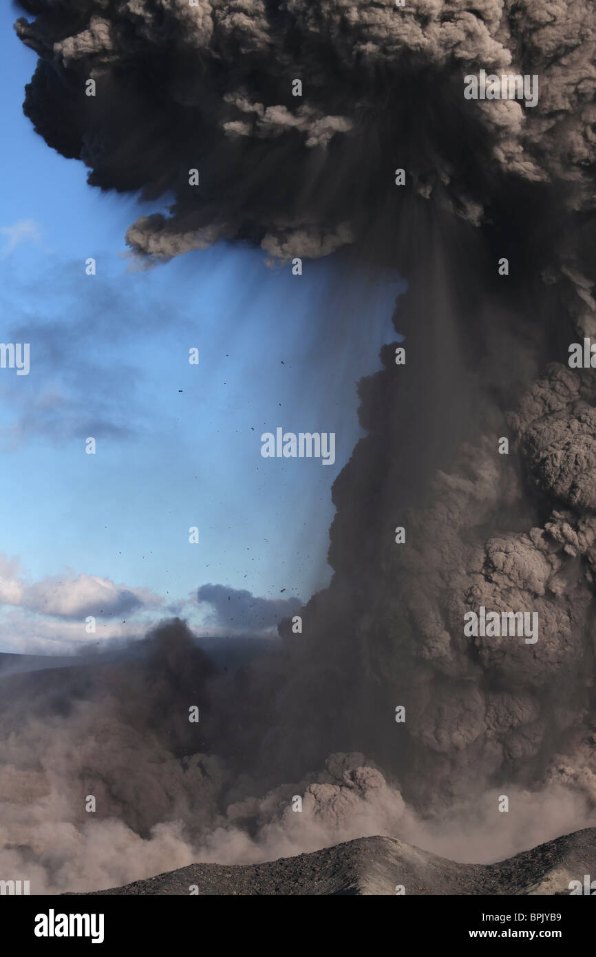 May 10, 2010 - Eyjafjallajökull eruption, Summit crater, Iceland. Stock Photo