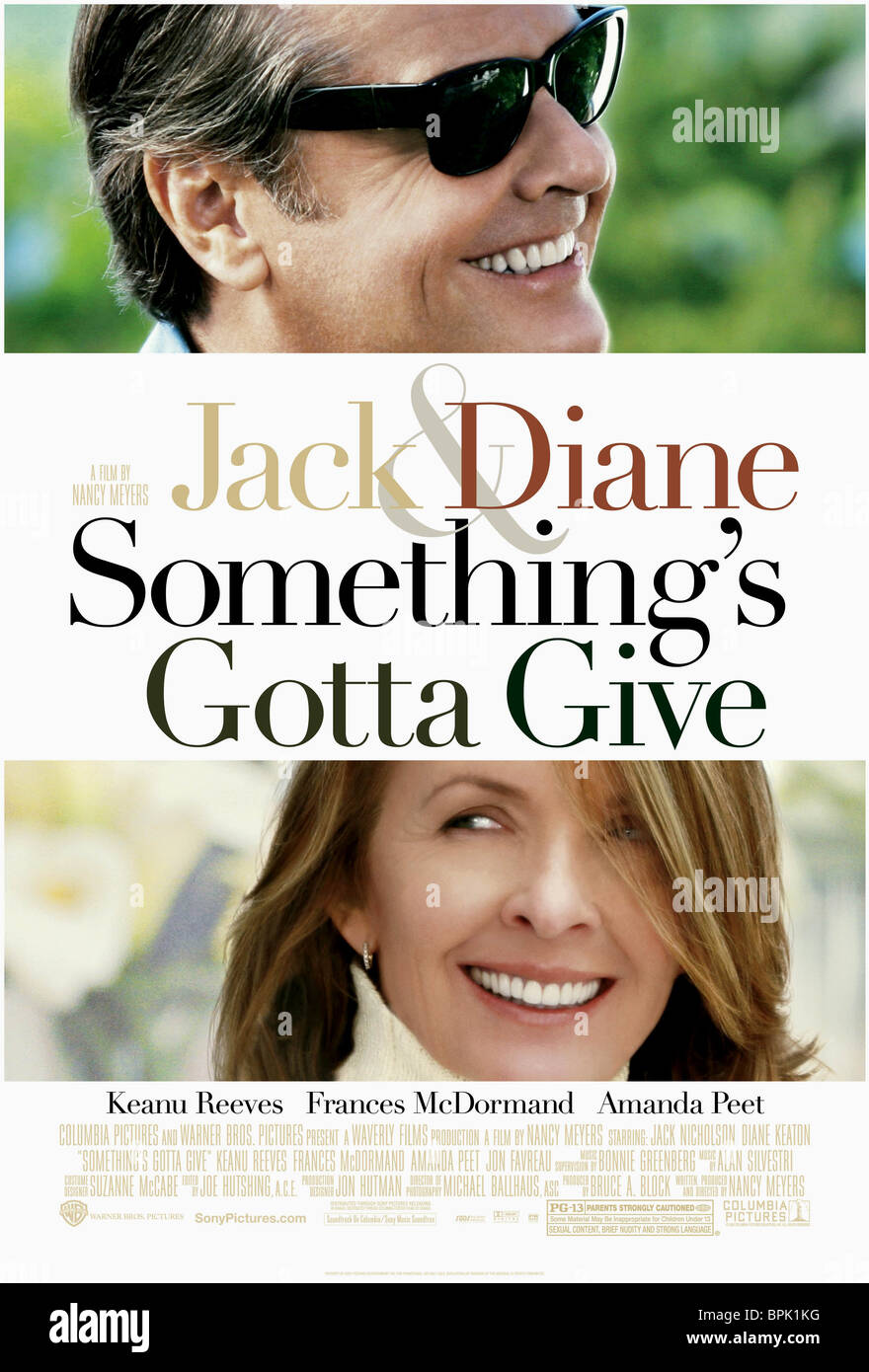 JACK NICHOLSON, DIANE KEATON MOVIE POSTER, SOMETHING'S GOTTA GIVE, 2003  Stock Photo - Alamy