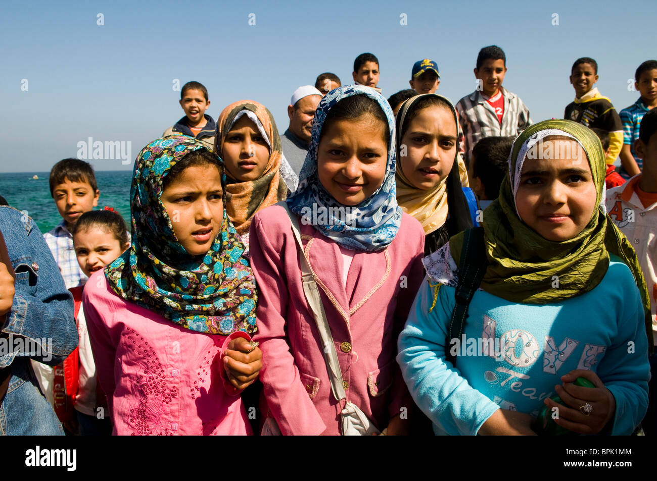 Egyptian school girls in Alexandria, Egypt. Stock Photo