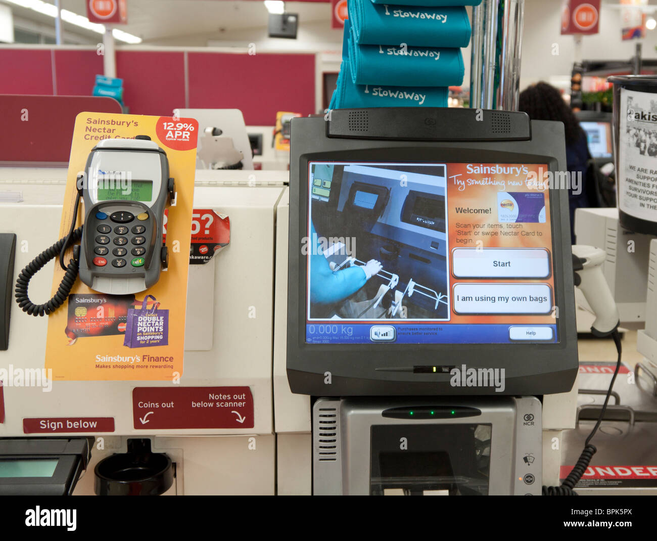 Self-service checkout - Sainsburys - Camden Town - Londonn Stock Photo