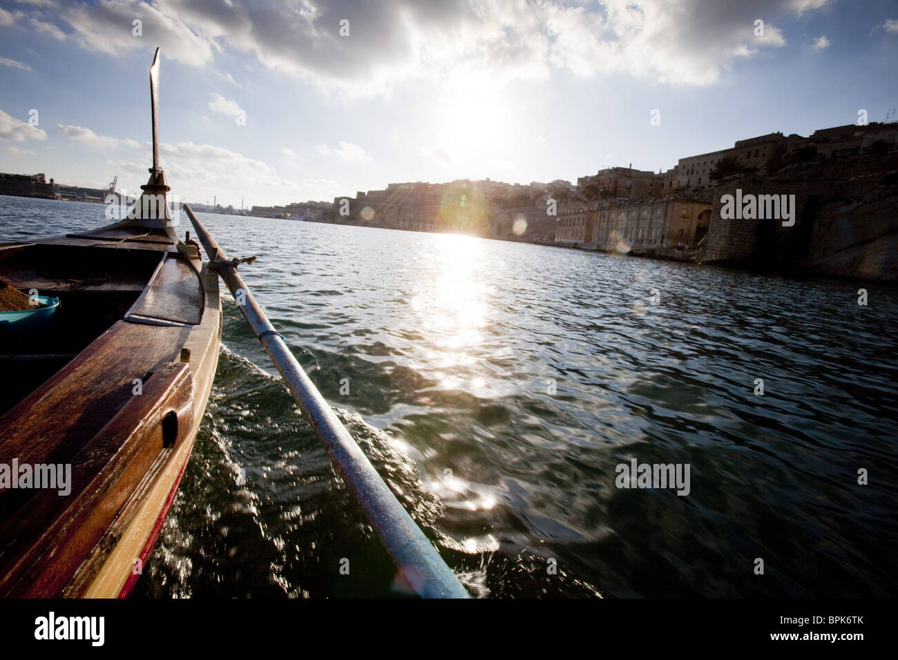 View from a boat at The Grand Harbour of Vallettta and the Three Cities, Malta, Europe Stock Photo