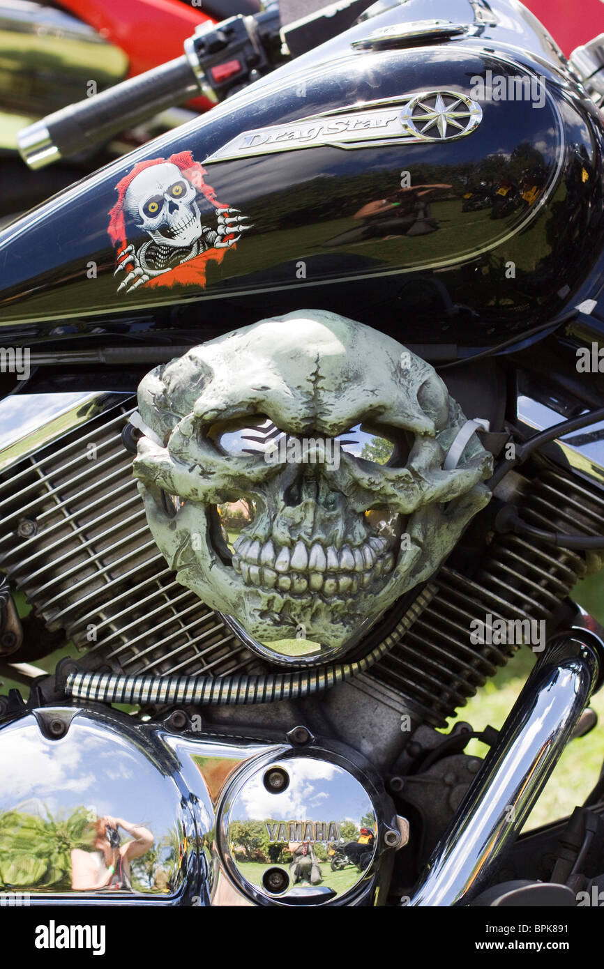 Yamaha Drag Star with a Halloween Mask on it for decoration Stock Photo