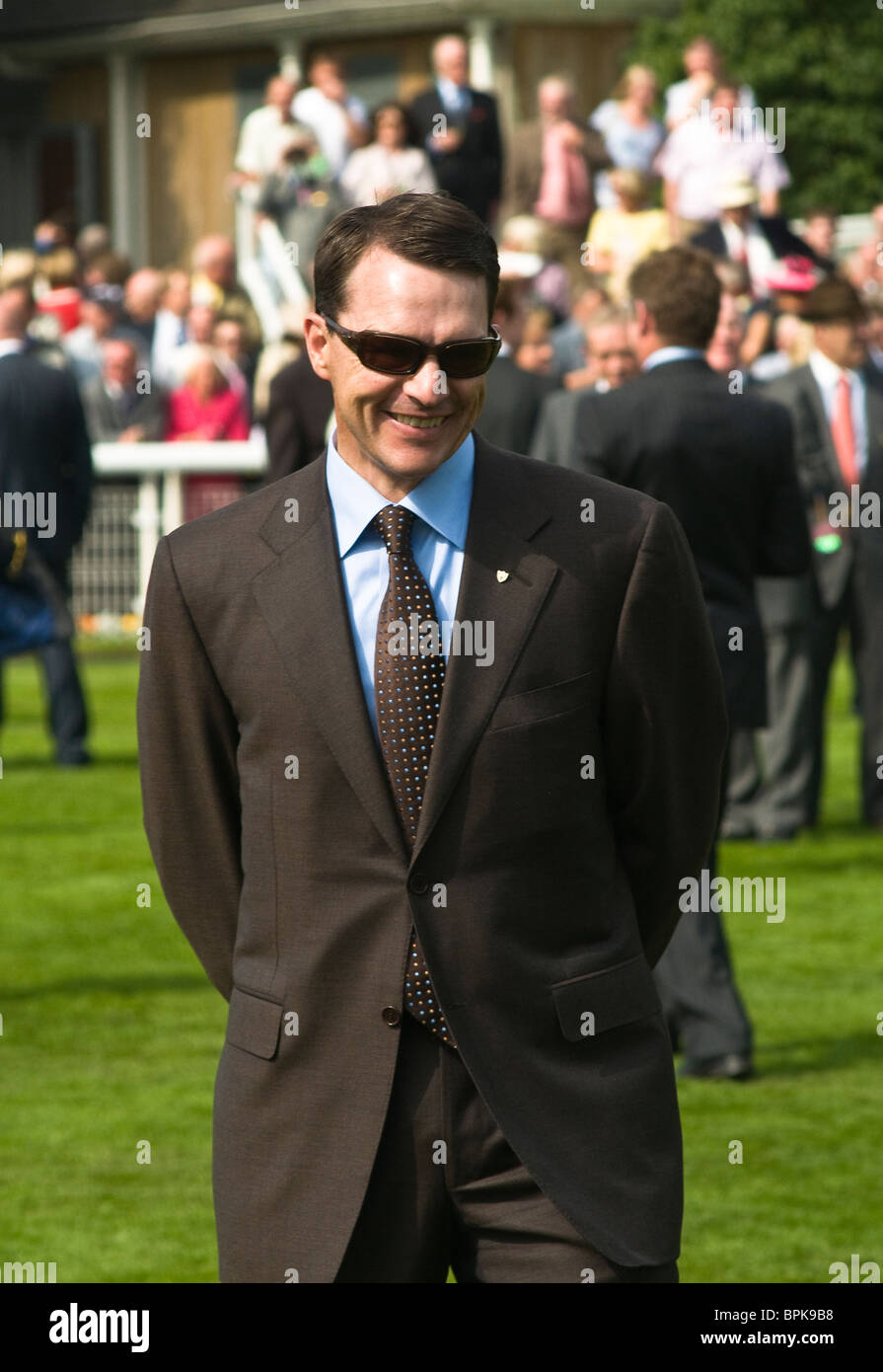 Champion Irish race horse trainer Aidan O'Brien in the parade ring at the York Festival Meeting, 2009 Stock Photo