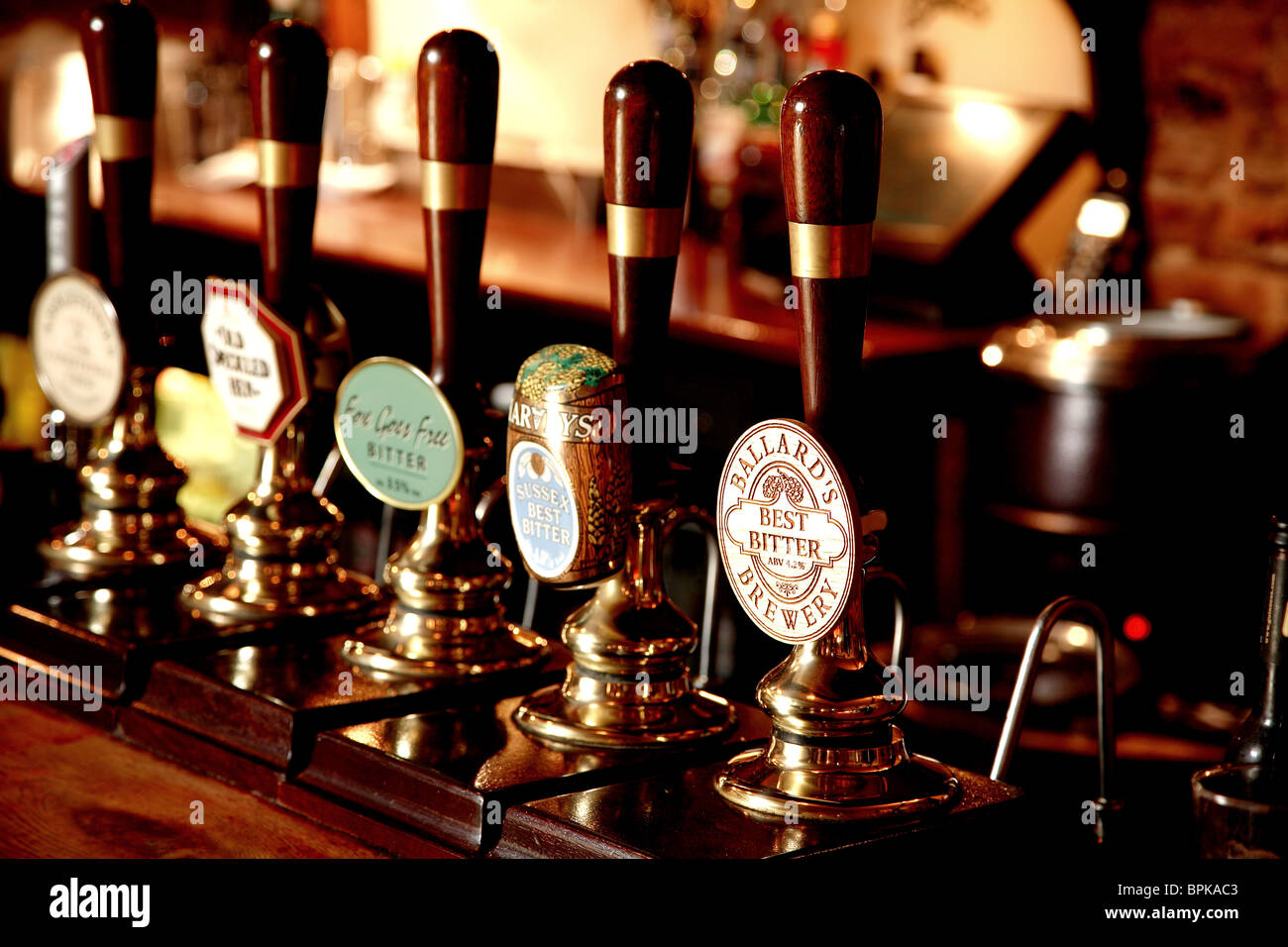 Beer Pumps English Pub Stock Photo Alamy