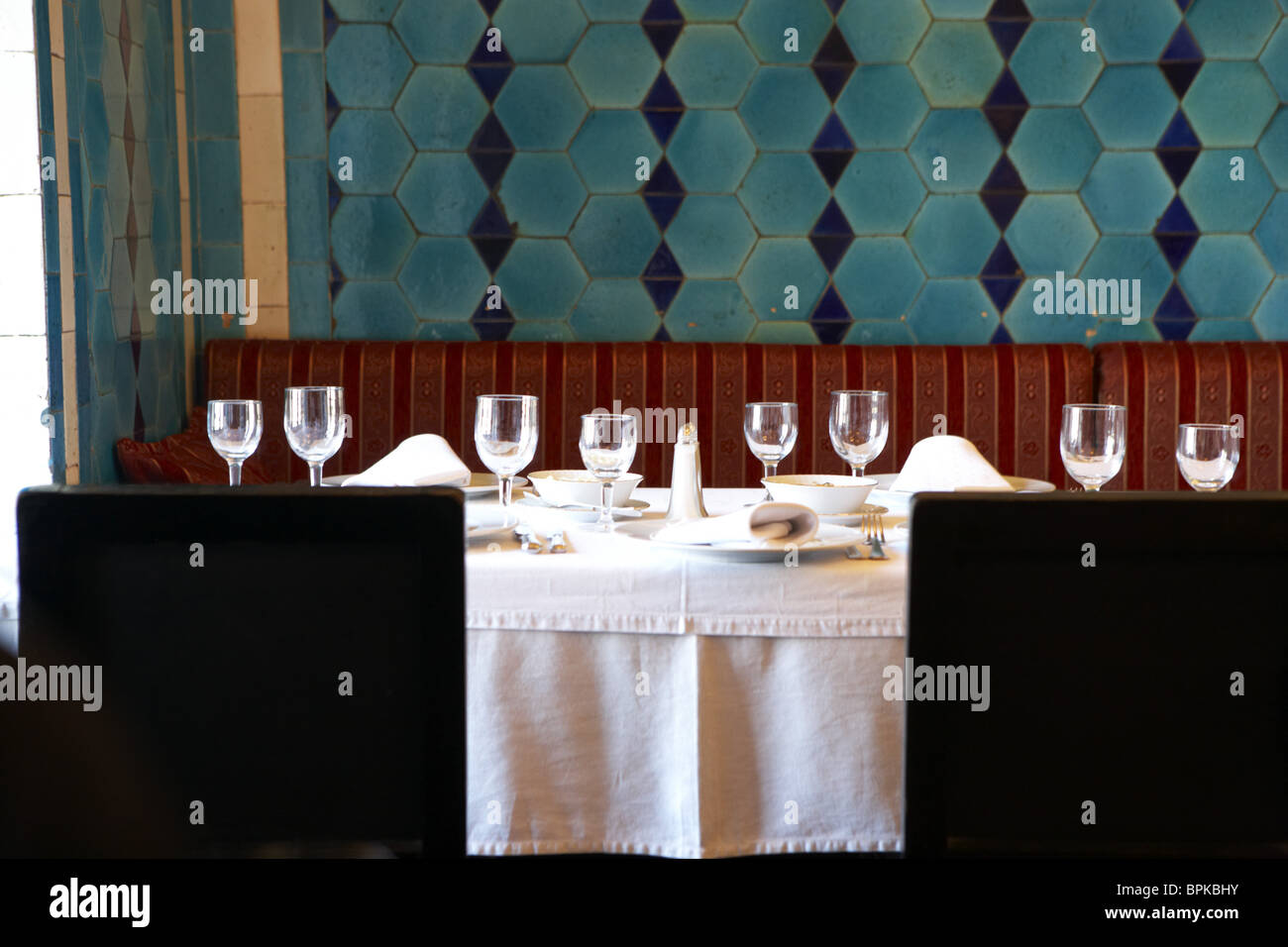 Decoratively set table in Restaurant Pandeli, Istanbul, Turkey ...