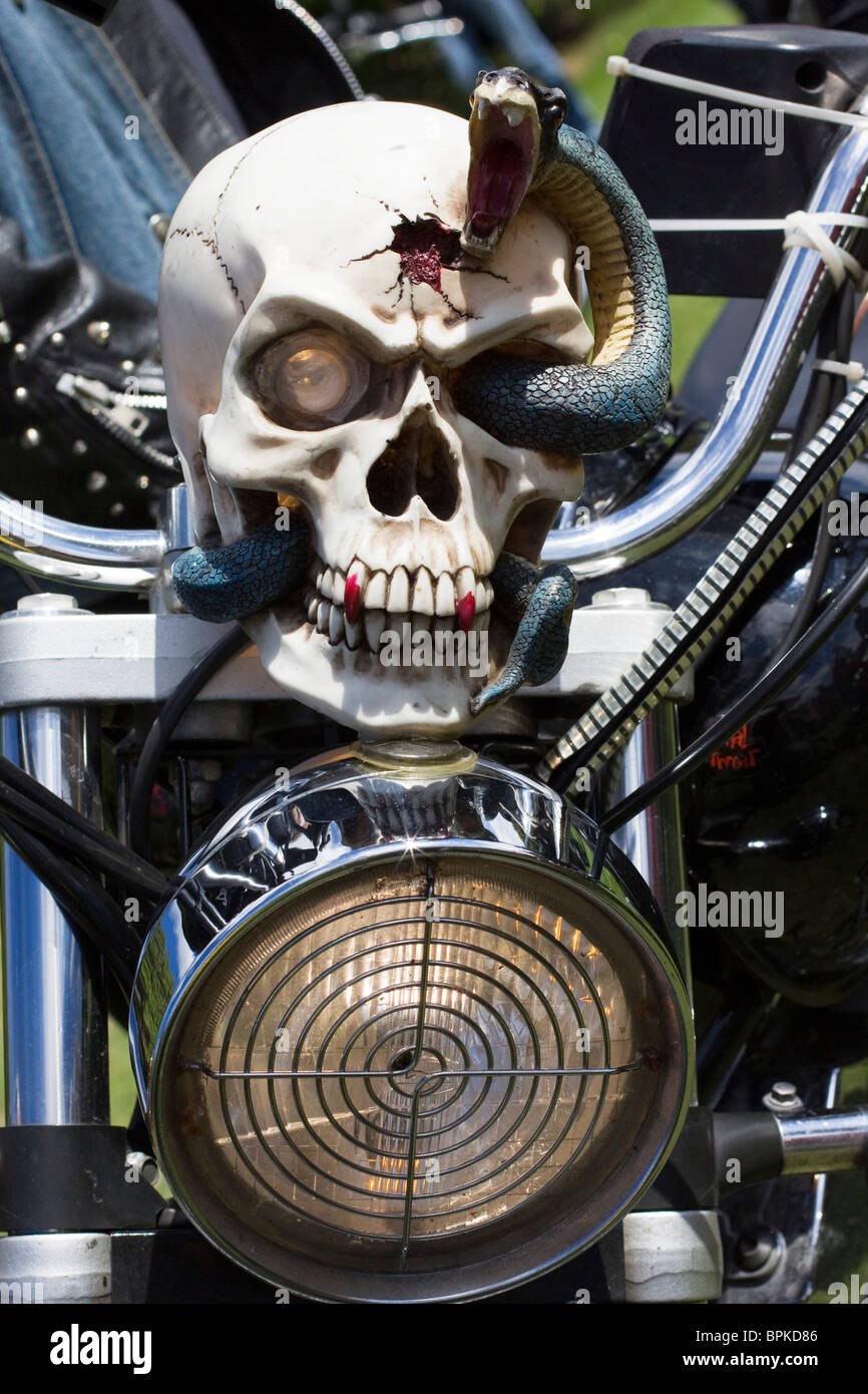 Yamaha Drag Star Motorcycle with a skull and snake for decoration Stock Photo