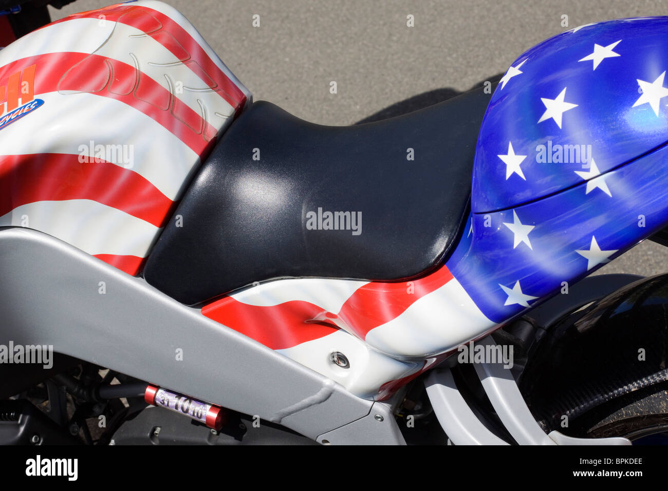 American Motorcycle Seat and Tank Stock Photo