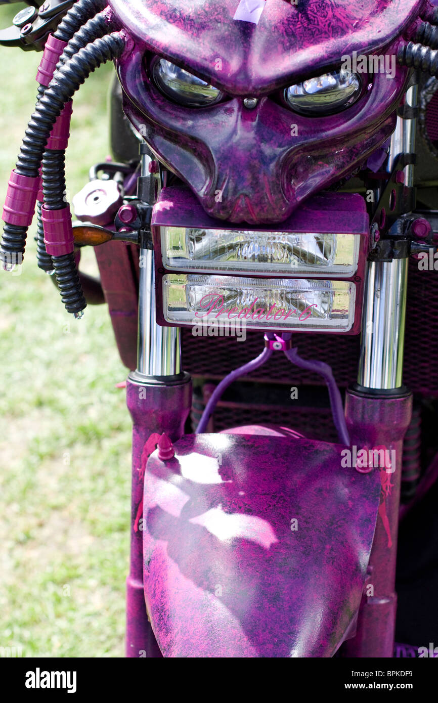 A Custom made Predator Motor Bike At a Show Stock Photo