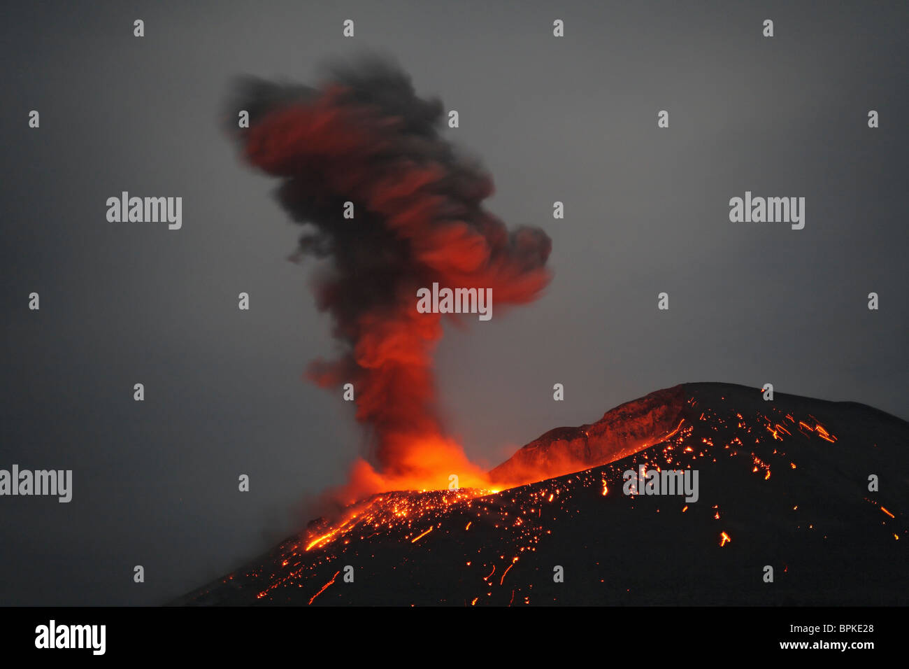 May 22, 2008 - Krakatau eruption, Sunda Strait, Indonesia. Stock Photo