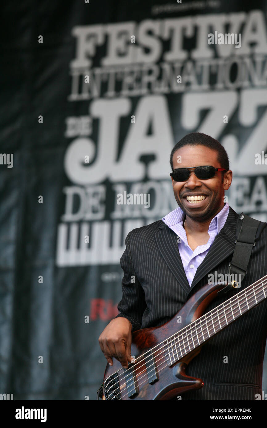 Bass player performing at the Montreal International Jazz Festival (Rich Brown from rinsethealgorithm) Stock Photo