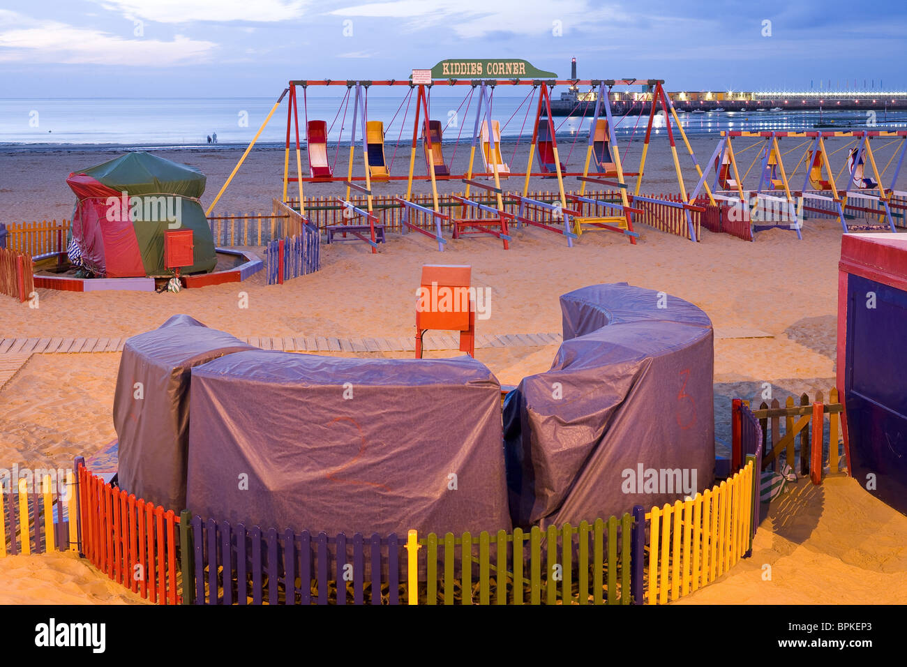 Childrens play area on the beach at Margate, Kent, England, Great